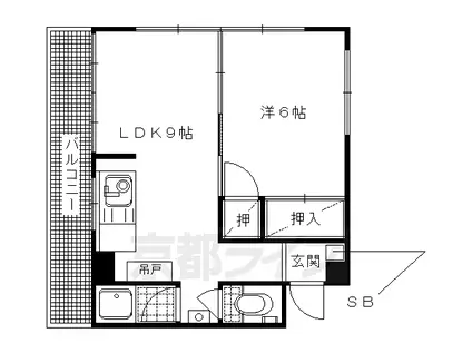阪急電鉄京都線 長岡天神駅 徒歩5分 3階建 築52年(1LDK/1階)の間取り写真