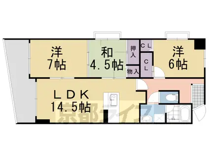東海道本線 長岡京駅 徒歩10分 6階建 築23年(3LDK/3階)の間取り写真