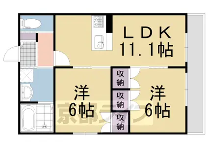 東海道本線 向日町駅 徒歩10分 3階建 築6年(2LDK/2階)の間取り写真