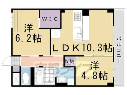阪急電鉄京都線 西山天王山駅 徒歩15分 3階建 築6年(2LDK/1階)の間取り写真