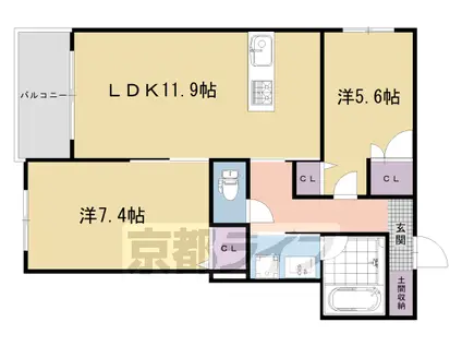 ローズコート アネックスⅡ(2LDK/2階)の間取り写真