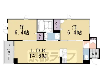 阪急電鉄京都線 長岡天神駅 徒歩20分 3階建 築6年(2LDK/1階)の間取り写真