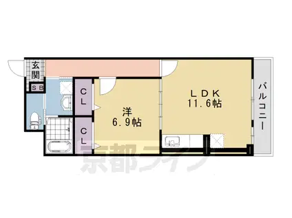 東海道本線 長岡京駅 徒歩38分 3階建 築5年(1LDK/2階)の間取り写真