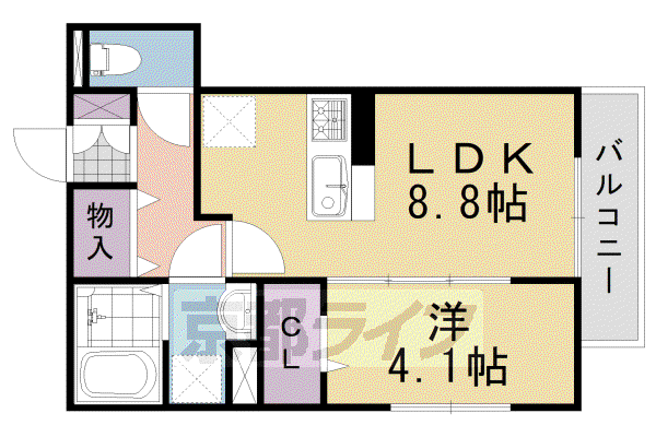ネオクリエイト勝竜寺(1LDK/2階)の間取り写真