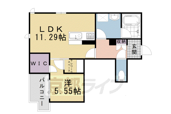 東海道本線 桂川駅(京都) 徒歩9分 3階建 築6年(1LDK/3階)の間取り写真