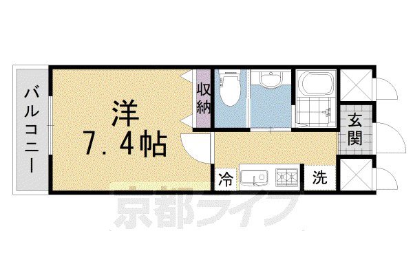 東海道本線 長岡京駅 徒歩7分 3階建 築5年(1K/3階)の間取り写真