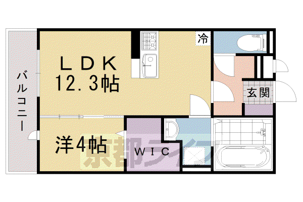 東海道本線 向日町駅 徒歩7分 3階建 築6年(1LDK/1階)の間取り写真