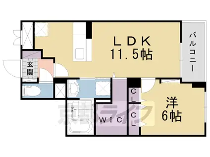 東海道本線 向日町駅 徒歩15分 5階建 築5年(1LDK/4階)の間取り写真