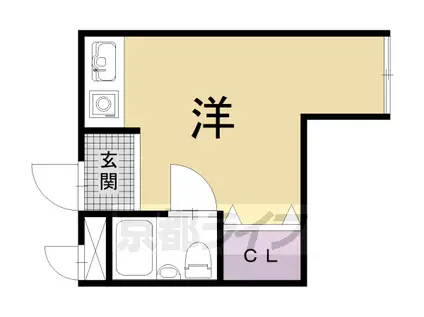 阪急電鉄京都線 長岡天神駅 徒歩3分 5階建 築44年(ワンルーム/3階)の間取り写真