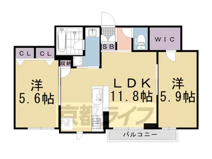 東海道本線 桂川駅(京都) 徒歩20分 3階建 築5年(2LDK/2階)の間取り写真