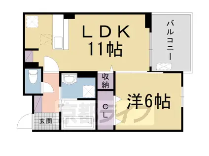 東海道本線 向日町駅 徒歩18分 3階建 築5年(1LDK/3階)の間取り写真