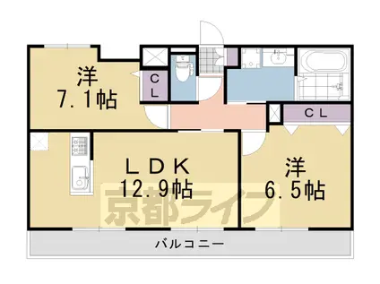 阪急電鉄京都線 長岡天神駅 徒歩8分 3階建 築5年(2LDK/3階)の間取り写真