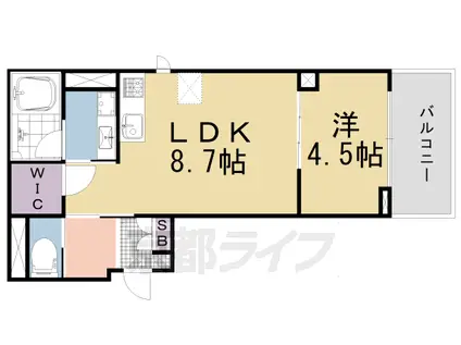 阪急電鉄京都線 長岡天神駅 徒歩10分 3階建 築4年(1LDK/3階)の間取り写真
