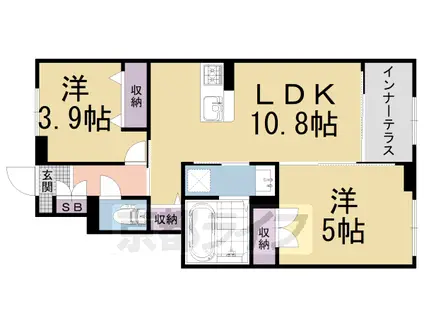 阪急電鉄京都線 西山天王山駅 徒歩15分 2階建 築4年(2LDK/1階)の間取り写真