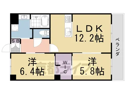 東海道本線 長岡京駅 徒歩9分 3階建 築4年(2LDK/1階)の間取り写真