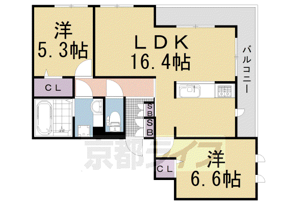 阪急電鉄京都線 水無瀬駅 徒歩7分 3階建 築5年(2LDK/3階)の間取り写真