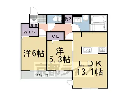 阪急電鉄京都線 水無瀬駅 徒歩7分 3階建 築4年(2LDK/1階)の間取り写真
