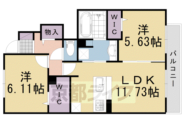 阪急電鉄京都線 西向日駅 徒歩5分 2階建 築5年(2LDK/1階)の間取り写真