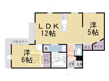 阪急電鉄京都線 東向日駅 徒歩7分 3階建 築4年(2LDK/2階)の間取り写真