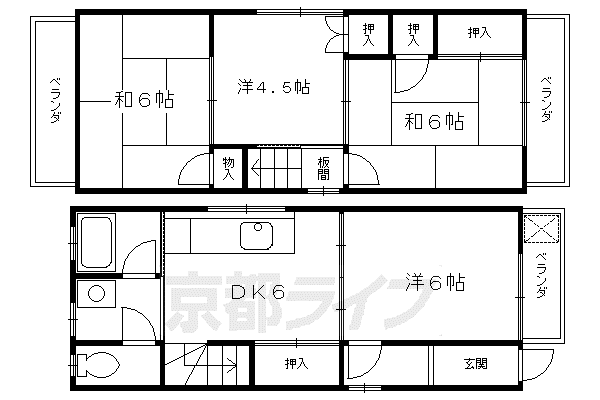 阪急電鉄京都線 長岡天神駅 徒歩20分 2階建 築52年(4DK)の間取り写真