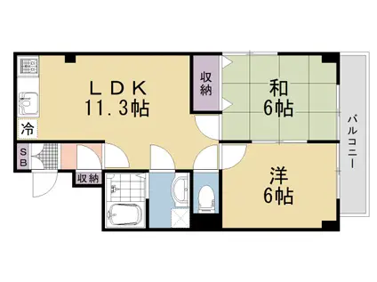 東海道本線 桂川駅(京都) 徒歩9分 3階建 築34年(2LDK/1階)の間取り写真