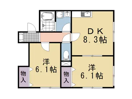 阪急電鉄京都線 長岡天神駅 徒歩15分 2階建 築22年(2LDK/1階)の間取り写真