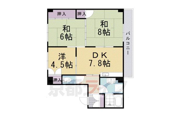 東海道本線 長岡京駅 徒歩13分 3階建 築39年(3DK/2階)の間取り写真
