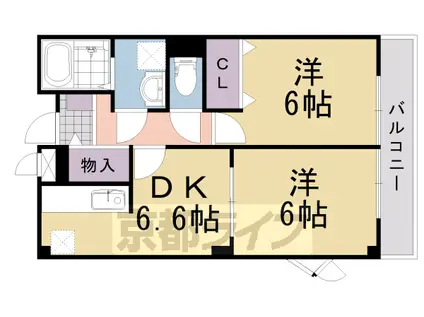 東海道本線 長岡京駅 徒歩56分 2階建 築22年(2DK/2階)の間取り写真