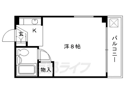 阪急電鉄京都線 長岡天神駅 徒歩12分 3階建 築34年(1K/1階)の間取り写真
