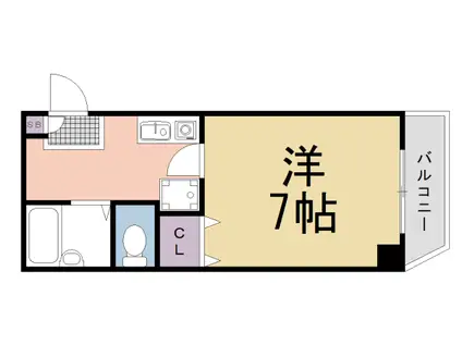 阪急電鉄京都線 大山崎駅 徒歩5分 3階建 築27年(1K/2階)の間取り写真