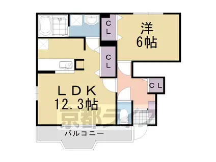 東海道本線 長岡京駅 徒歩35分 2階建 築21年(1LDK/1階)の間取り写真