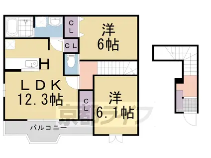 東海道本線 長岡京駅 徒歩35分 2階建 築22年(2LDK/2階)の間取り写真