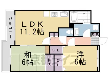 東海道本線 桂川駅(京都) 徒歩8分 3階建 築21年(2LDK/1階)の間取り写真