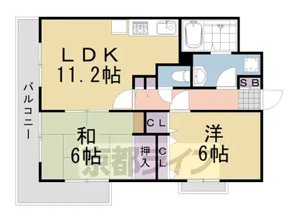 東海道本線 桂川駅(京都) 徒歩8分 3階建 築21年(2LDK/1階)の間取り写真