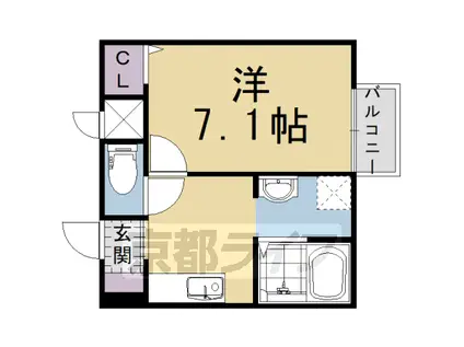阪急電鉄京都線 大山崎駅 徒歩2分 2階建 築26年(1K/2階)の間取り写真