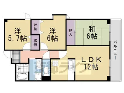 阪急電鉄京都線 西向日駅 徒歩5分 3階建 築26年(3LDK/2階)の間取り写真
