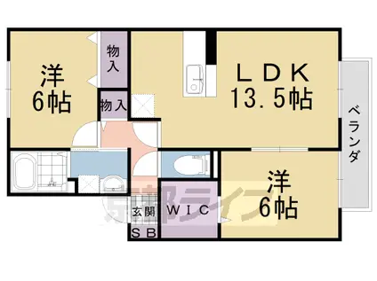 東海道本線 桂川駅(京都) 徒歩12分 2階建 築21年(2LDK/2階)の間取り写真