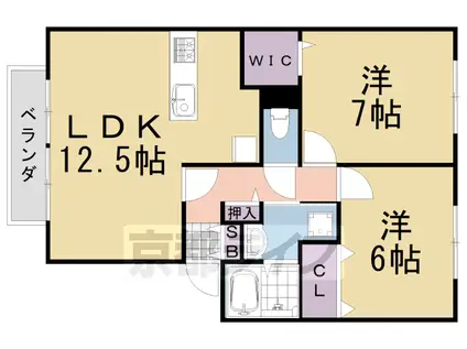 東海道本線 桂川駅(京都) 徒歩9分 2階建 築21年(2LDK/1階)の間取り写真