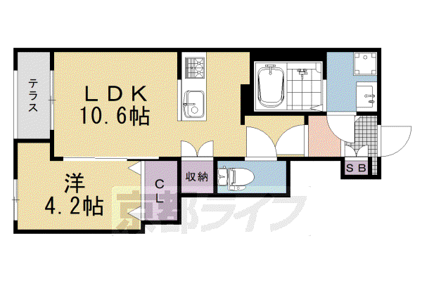 阪急電鉄京都線 西山天王山駅 徒歩7分 2階建 新築(1LDK/1階)の間取り写真