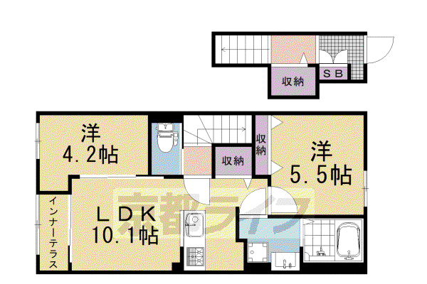 リュッカ友岡(2LDK/1階)の間取り写真