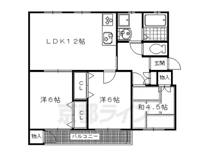 阪急電鉄京都線 長岡天神駅 徒歩8分 5階建 築59年(3LDK/5階)の間取り写真