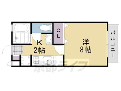 東海道本線 山崎駅(京都) 徒歩2分 2階建 築20年(1K/2階)の間取り写真