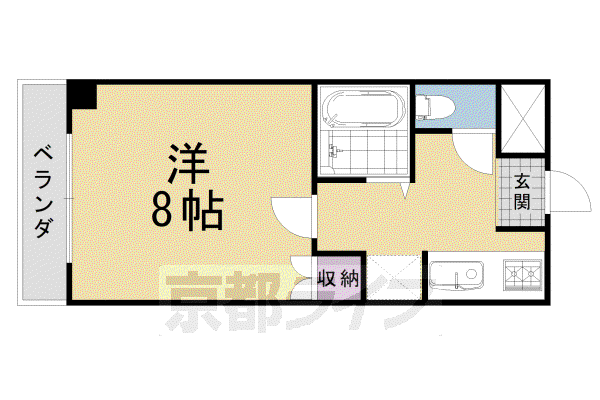 阪急電鉄京都線 長岡天神駅 徒歩5分 3階建 築21年(1K/3階)の間取り写真