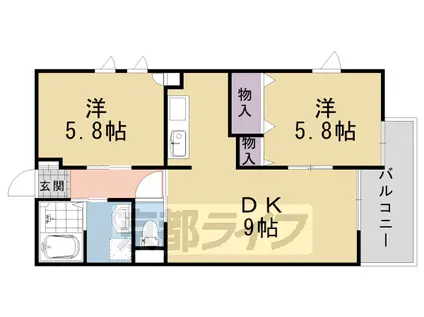 阪急電鉄京都線 西山天王山駅 徒歩7分 3階建 築20年(2LDK/1階)の間取り写真