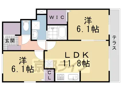 阪急電鉄京都線 西山天王山駅 徒歩17分 2階建 築19年(2LDK/1階)の間取り写真