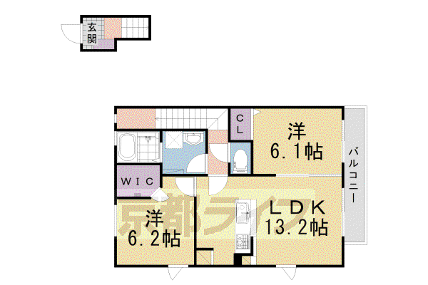 阪急電鉄京都線 西山天王山駅 徒歩17分 2階建 築20年(2LDK/2階)の間取り写真
