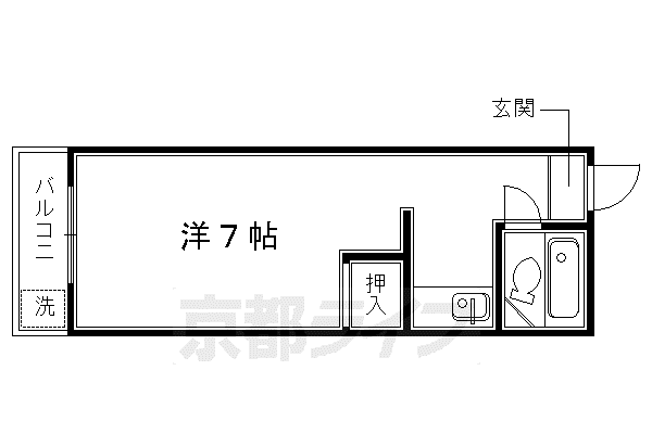 京福北野線 北野白梅町駅 徒歩8分 3階建 築41年(1K/3階)の間取り写真