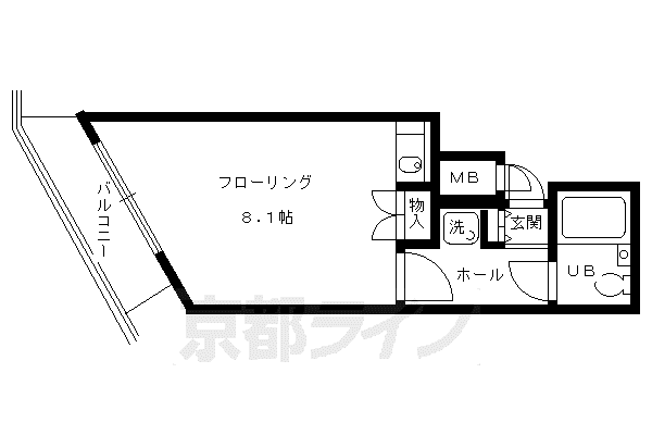 京福北野線 北野白梅町駅 徒歩15分 11階建 築36年(ワンルーム/3階)の間取り写真