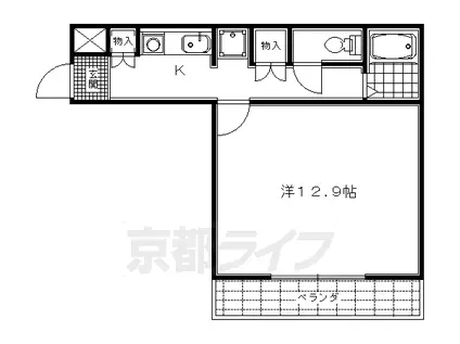 京福北野線 北野白梅町駅 徒歩1分 5階建 築32年(1K/3階)の間取り写真