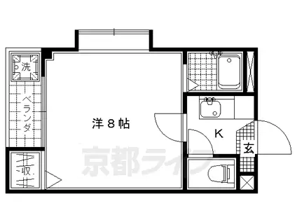 京都市烏丸線 北大路駅 徒歩13分 5階建 築29年(1K/4階)の間取り写真
